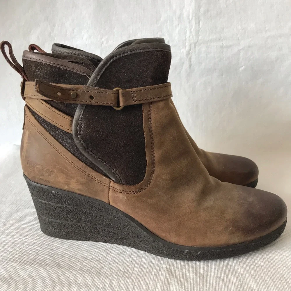 Ugg Emalie Waterproof Wedge Leather Ankle Booties